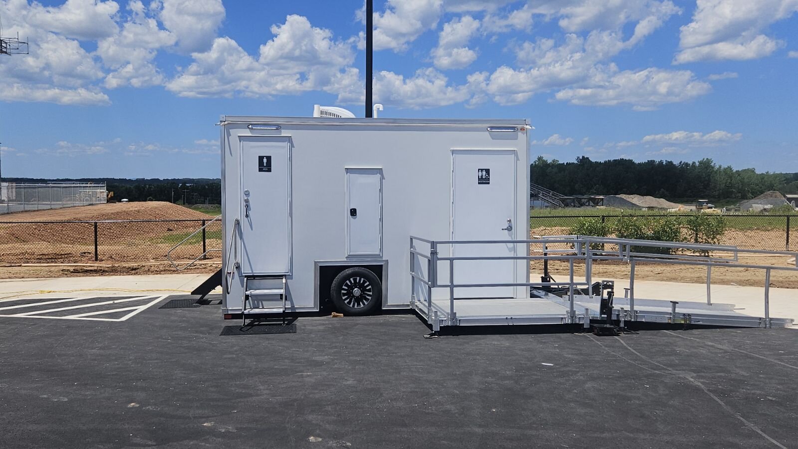 Portable restroom unit portable unit 3 maintained by Grand Restrooms for Carolina sites
