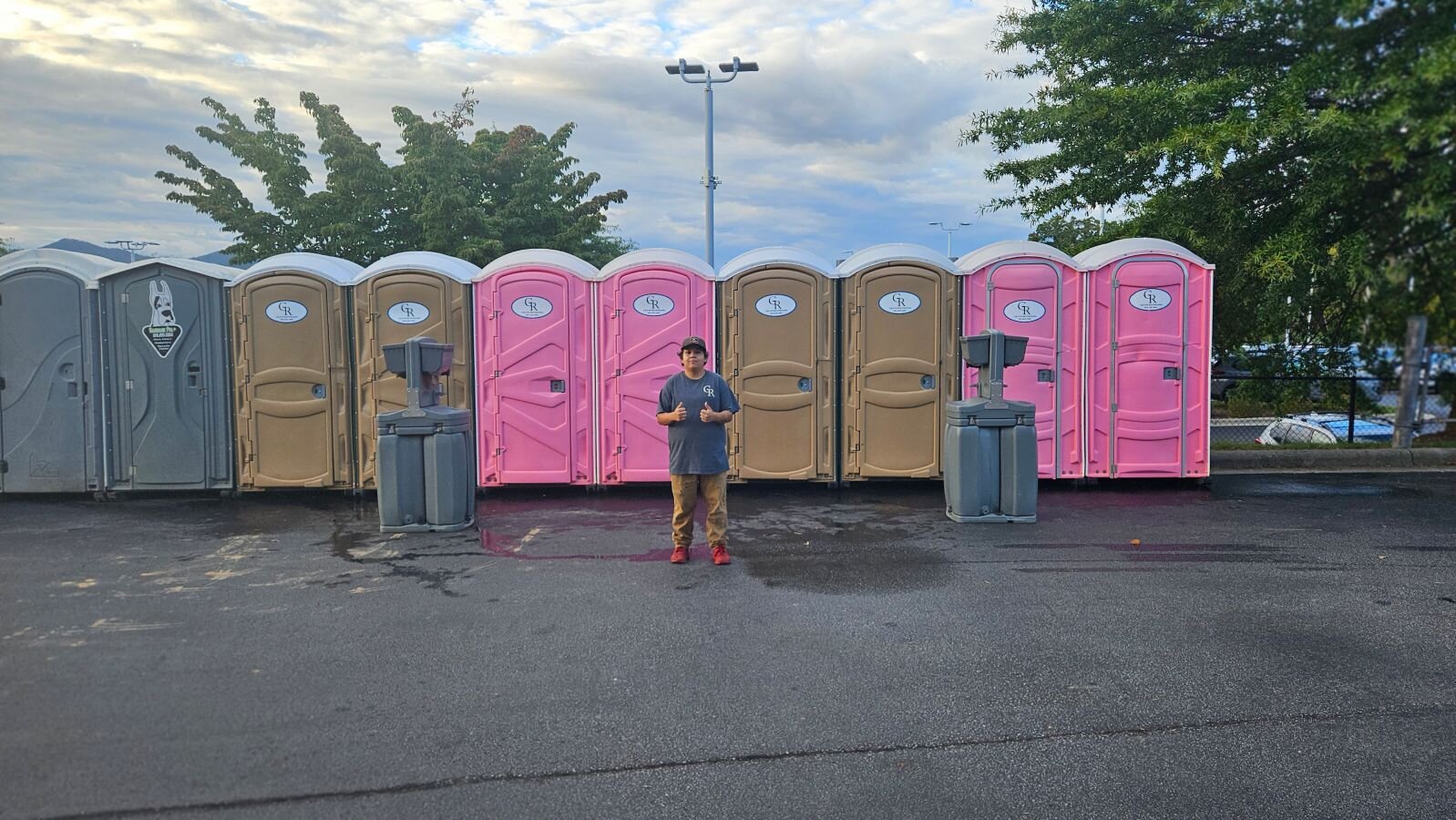 Portable restroom unit portable unit 6 maintained by Grand Restrooms for Carolina sites