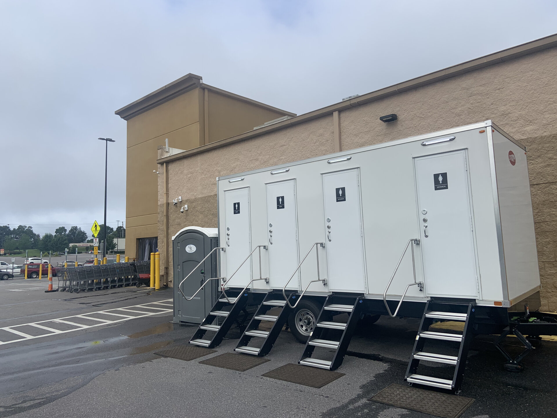 Portable restroom unit access detail maintained by Grand Restrooms for Carolina construction sites and festivals