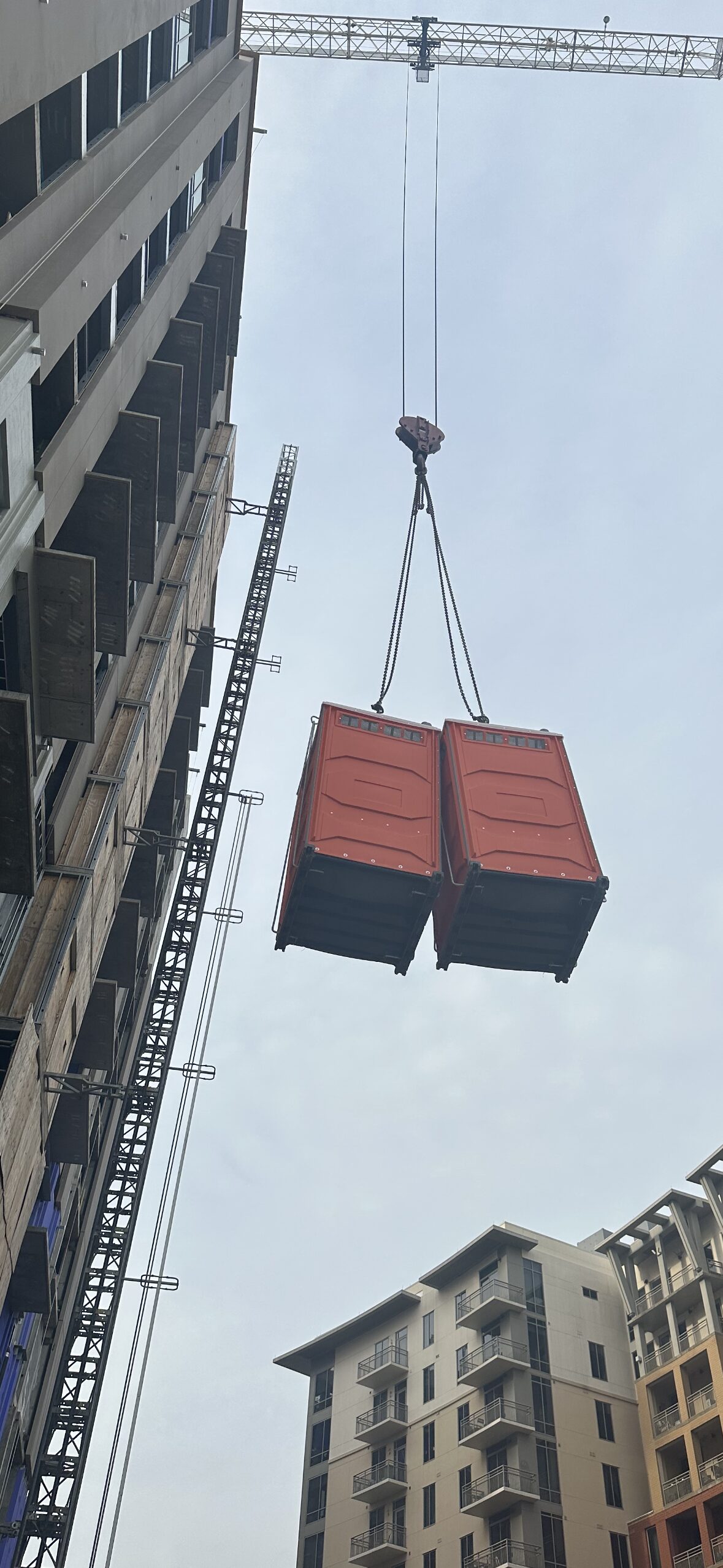 Grand Portable restroom staged on a Carolina construction site